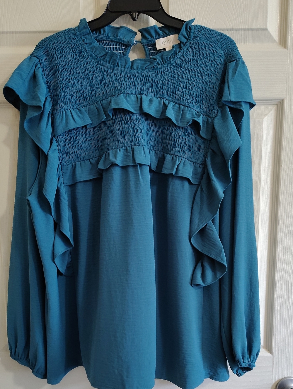 Oddi Teal Ruffle Long Sleeve
